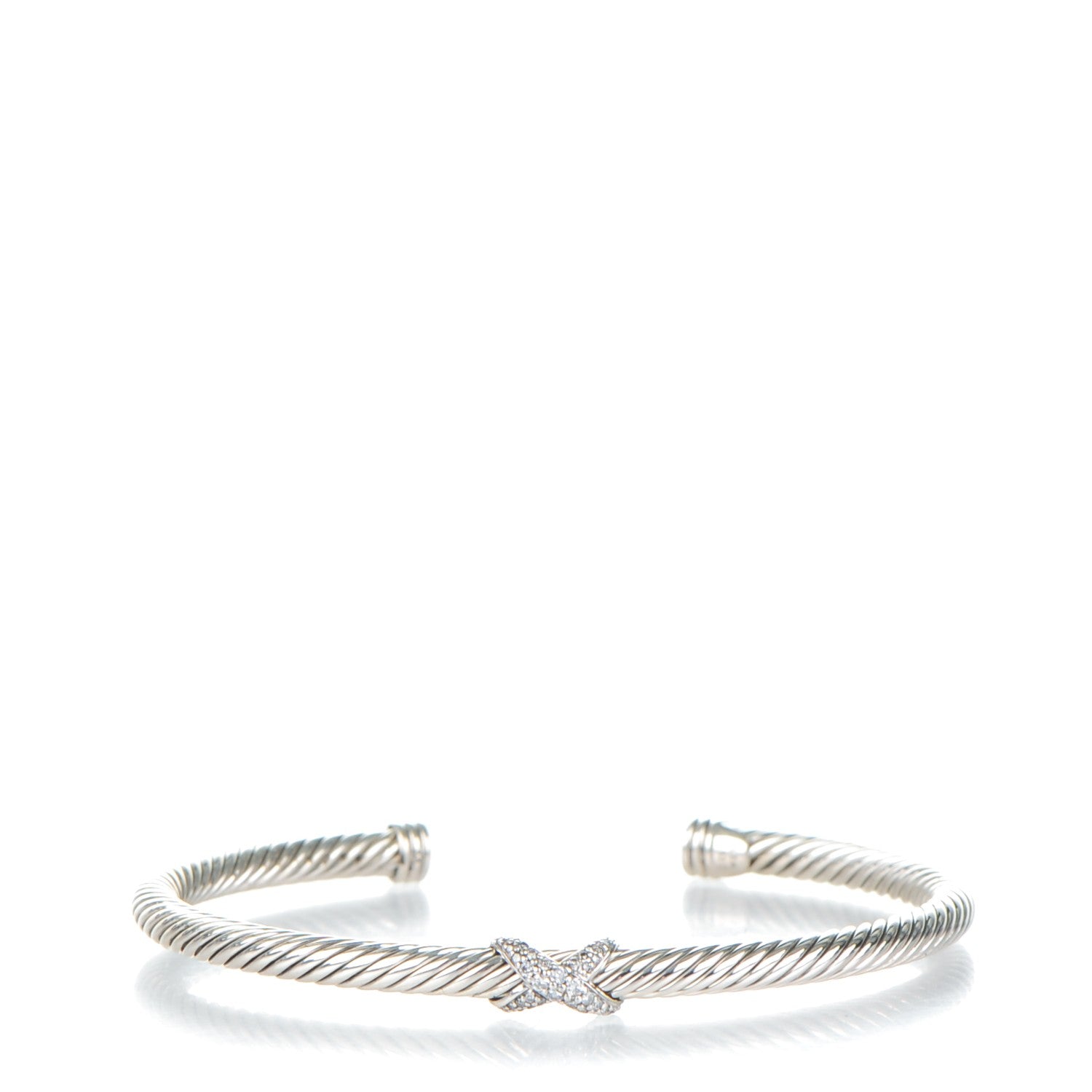 David Yurman Sterling Silver Diamond 4mm X Cable Bracelet 1 of 5