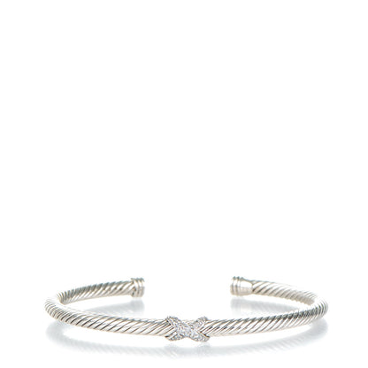 David Yurman Sterling Silver Diamond 4mm X Cable Bracelet 1 of 5