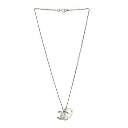 Chanel Metal CC Heart Pendant Necklace Silver 3 of 4