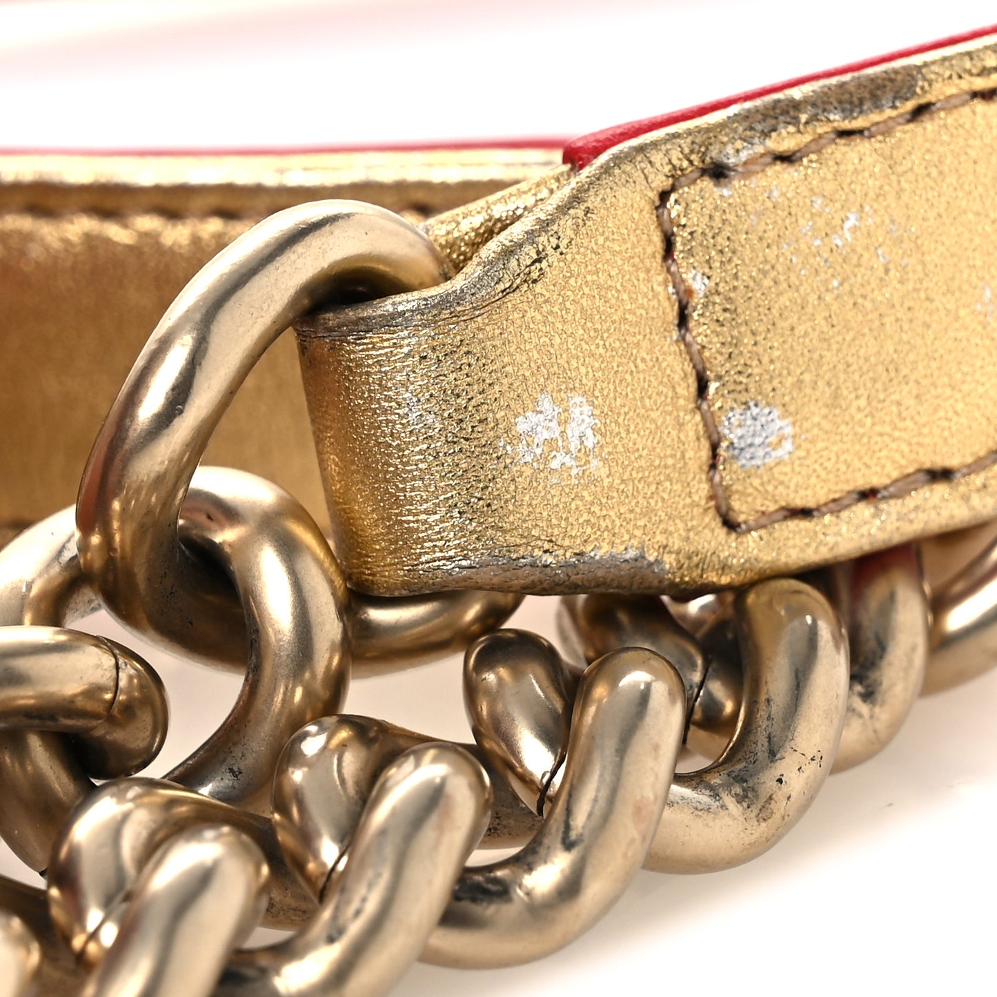 Metallic Lambskin Embossed Small Cube Boy Flap Gold