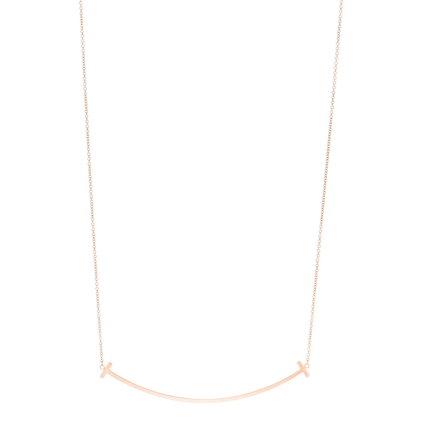 18K Rose Gold Large T Smile Pendant Necklace