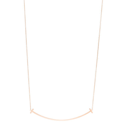 Tiffany 18K Rose Gold Large T Smile Pendant Necklace 1 of 5