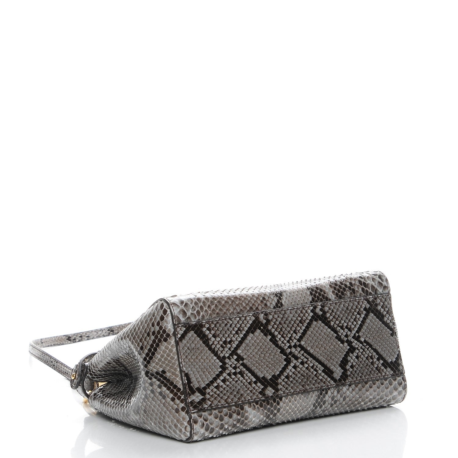 Fendi Snakeskin Camoscio Mini Peekaboo Iconic Satchel Asfalto Nocciola 5 of 8