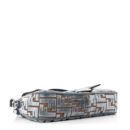 Fendi Velvet Jacquard FF Crystal Embossed Baguette Anice 4 of 11