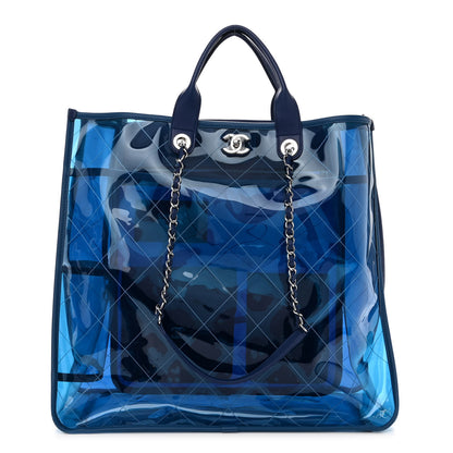 Chanel Lambskin PVC Quilted Large Coco Splash Shopping Bag Blue Dark Blue 1 of 11