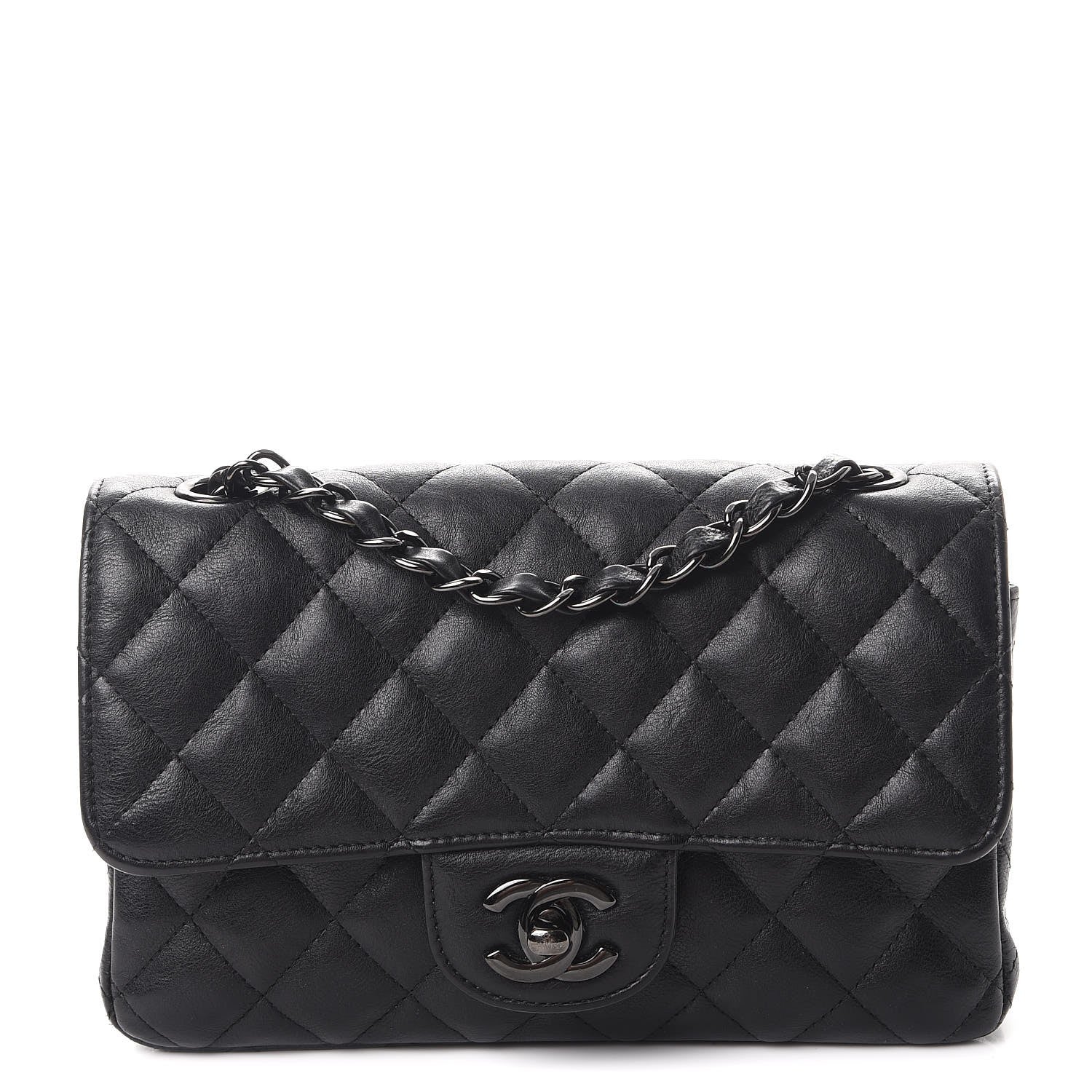 Chanel Crumpled Calfskin Quilted Mini Rectangular Flap So Black 1 of 7
