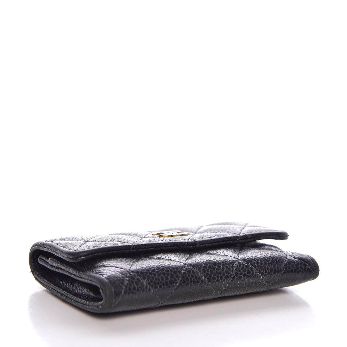 Caviar Quilted Flap Card Holder Black