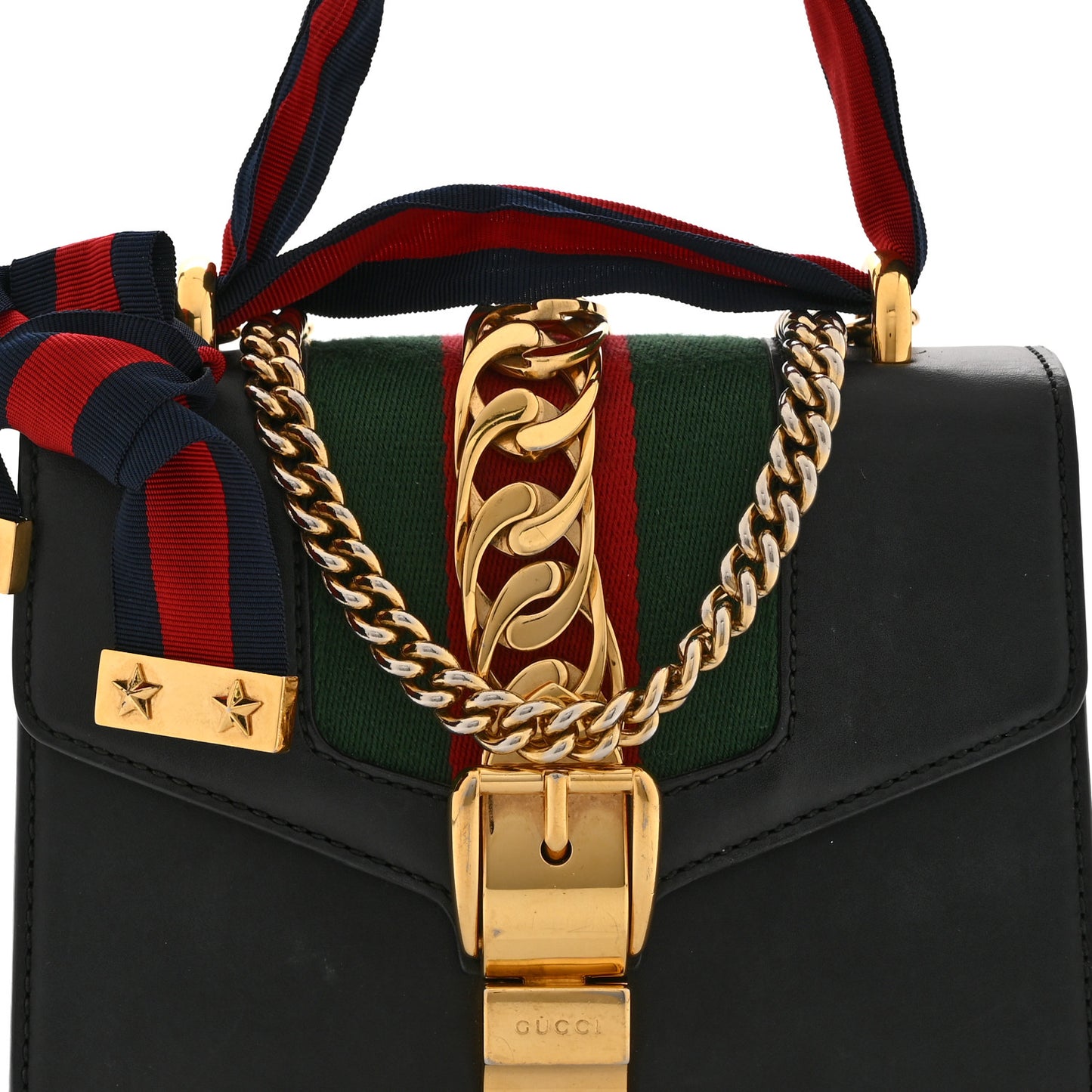 Calfskin Mini Sylvie Chain Shoulder Bag Black