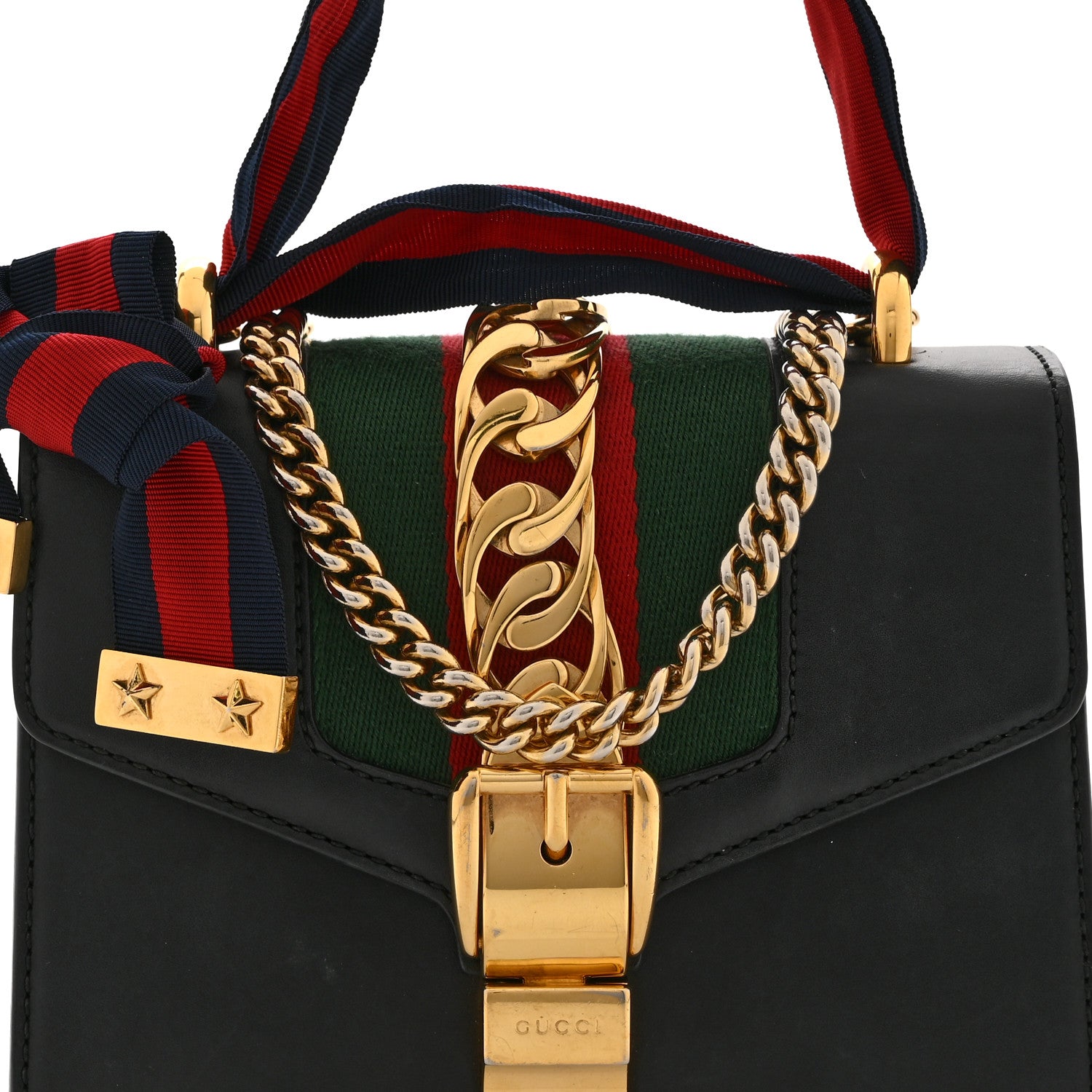 Gucci Calfskin Mini Sylvie Chain Shoulder Bag Black 9 of 11