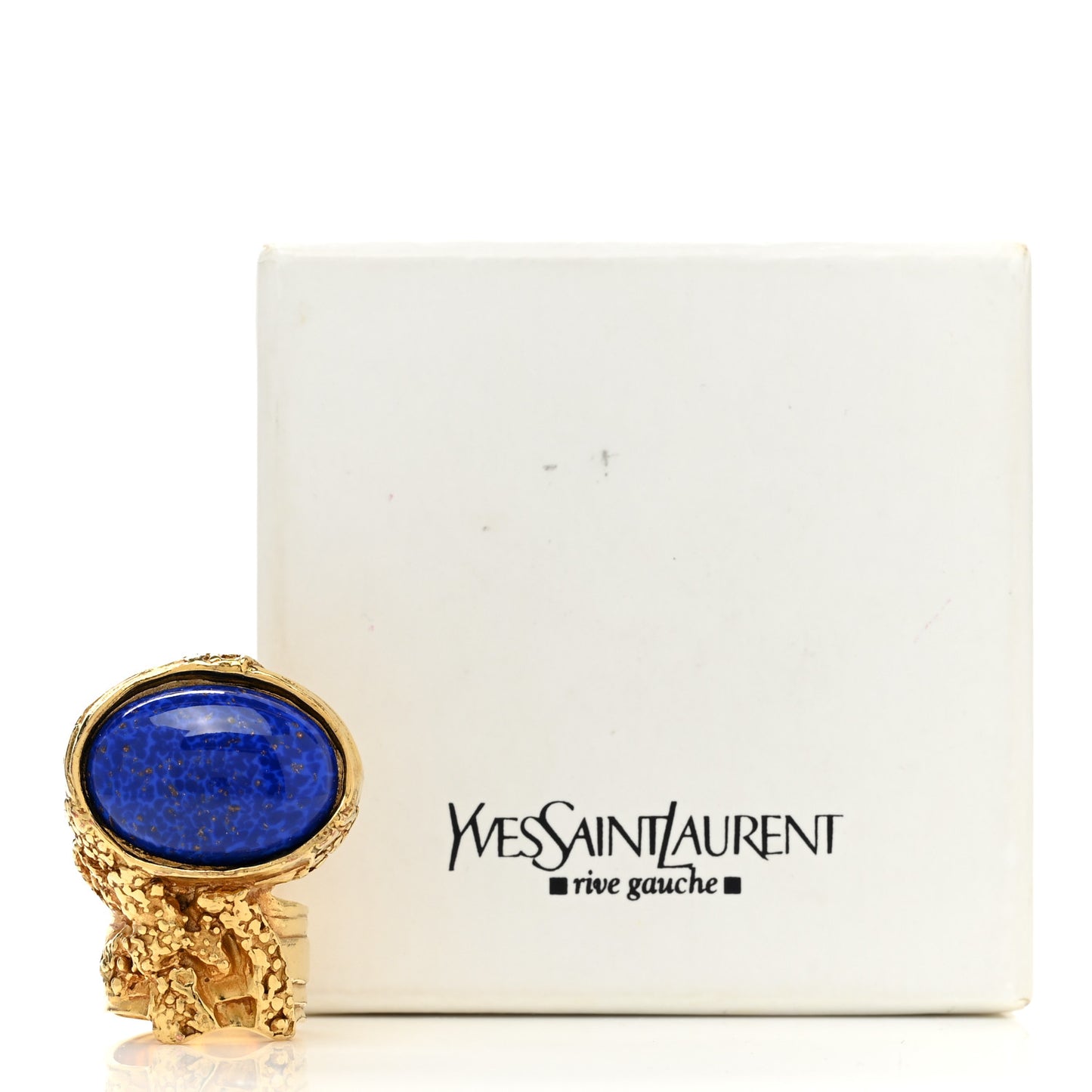 Glass Cabochon Arty Ovale Ring 54 7 Gold Lapis