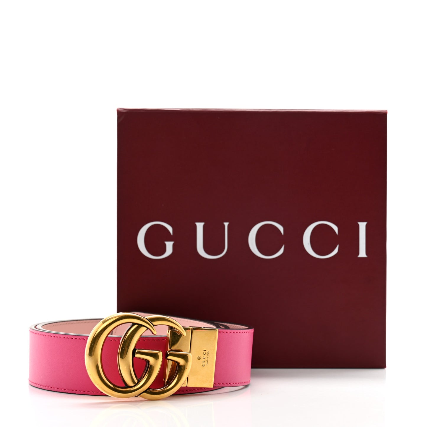 Plutone Calfskin 37mm GG Marmont Reversible Belt 90 36 Fuschia Pink