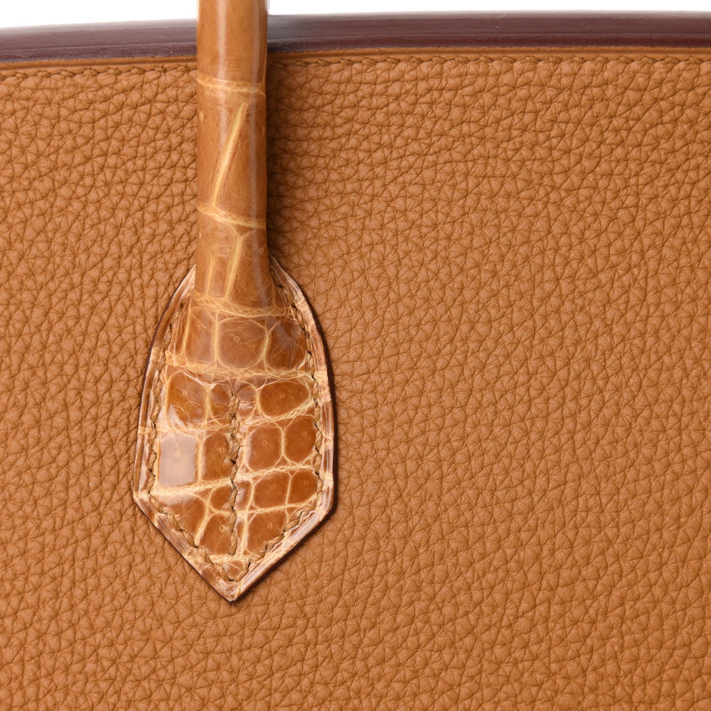 Togo Shiny Niloticus Crocodile Birkin Touch 30 Caramel Tabac Camel