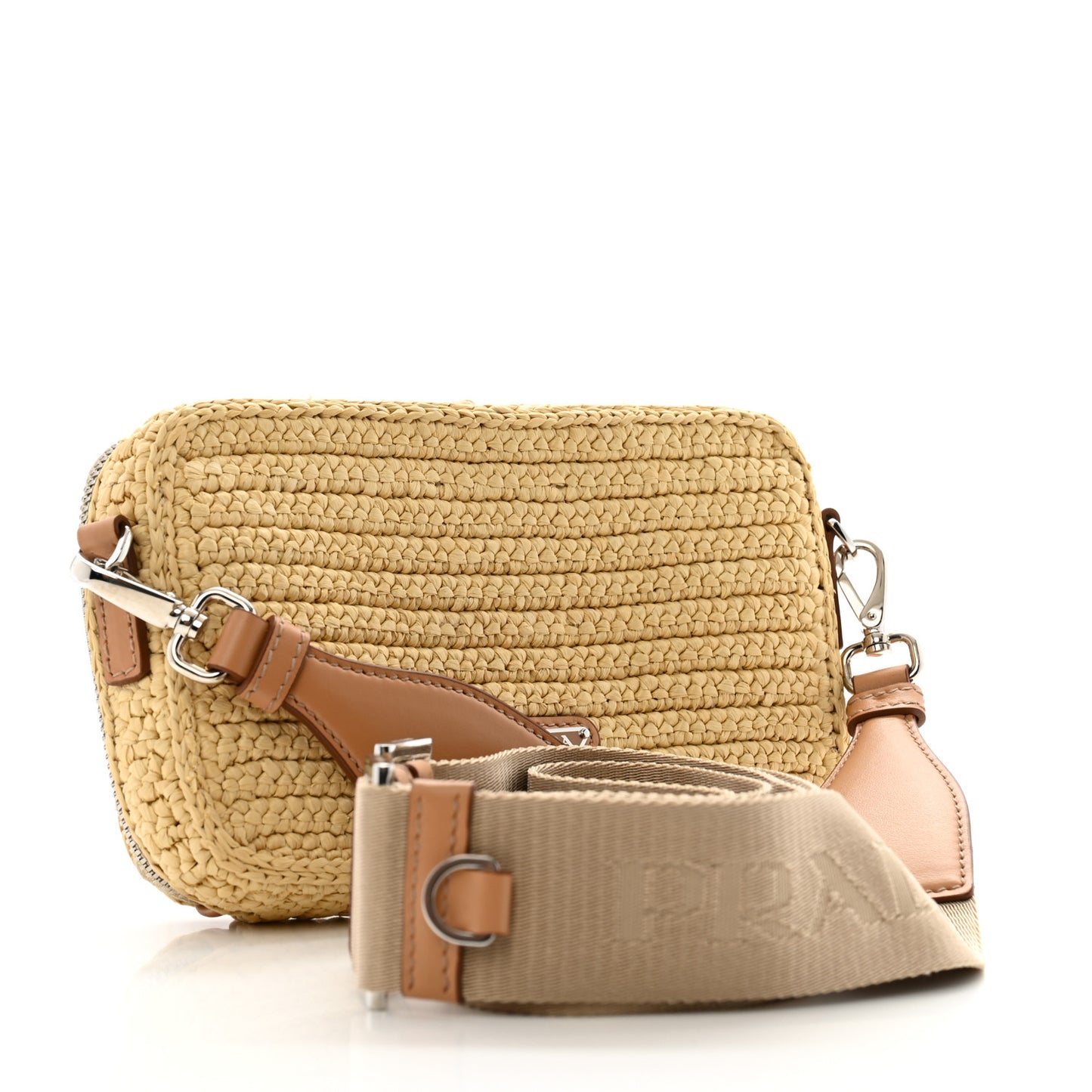 Yarn Raffia Effect Crochet Brique Crossbody Bag Natural