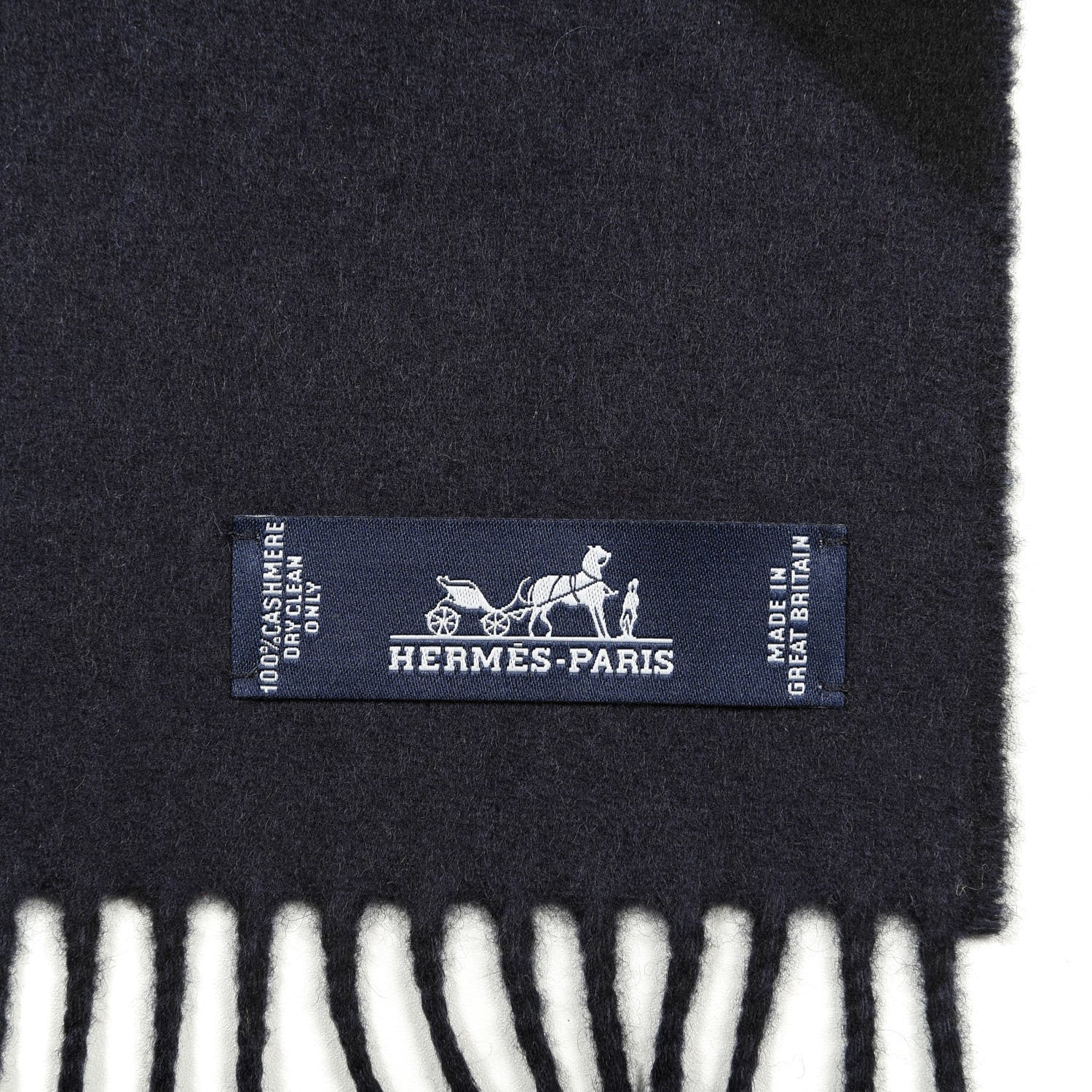 Hermes Cashmere Chevron Muffler Bleu Black 3 of 4