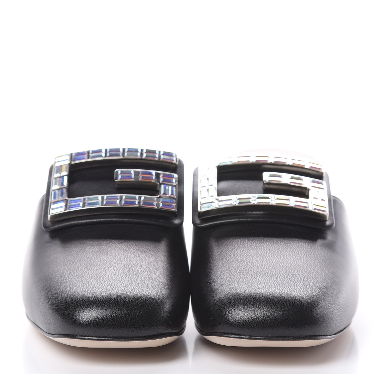 Gucci Malaga Kid Crystal Square G Madelyn Mules 36 Black 2 of 9