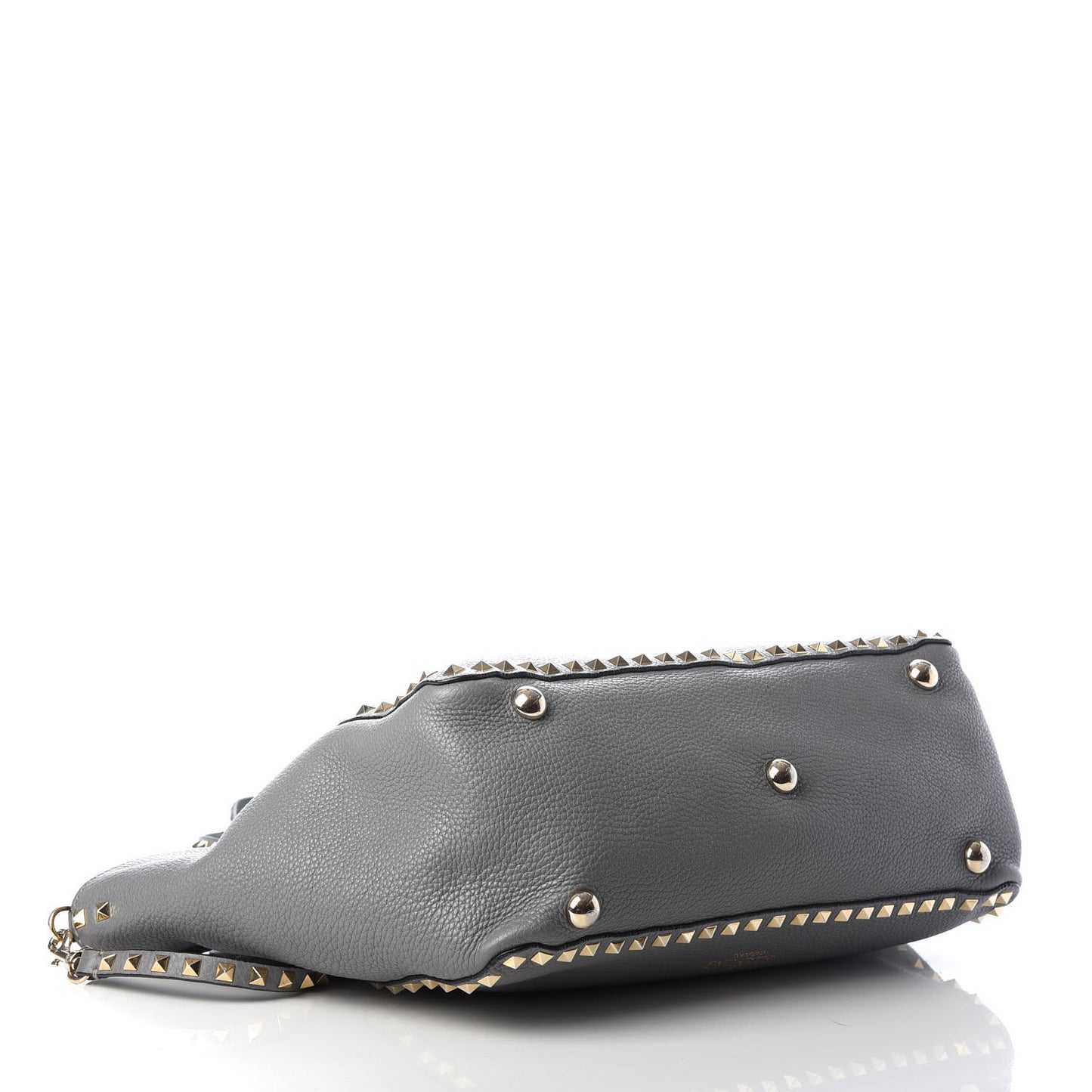 Pebbled Calfskin Medium Rockstud Tote Grey