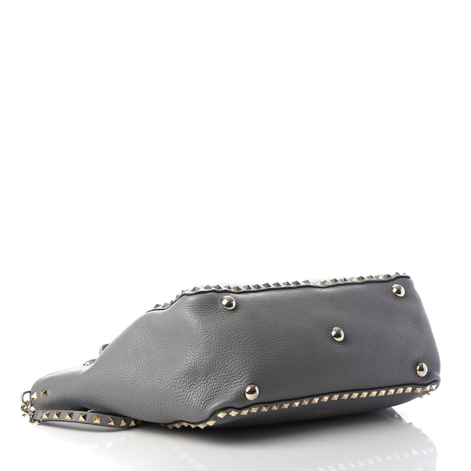Valentino Garavani Pebbled Calfskin Medium Rockstud Tote Grey 4 of 15