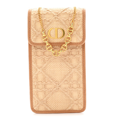 Christian Dior Raffia Cannage Phone Pouch Holder Natural 1 of 11