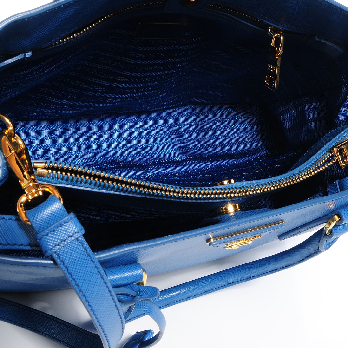Saffiano Lux Medium Tote Cobalto