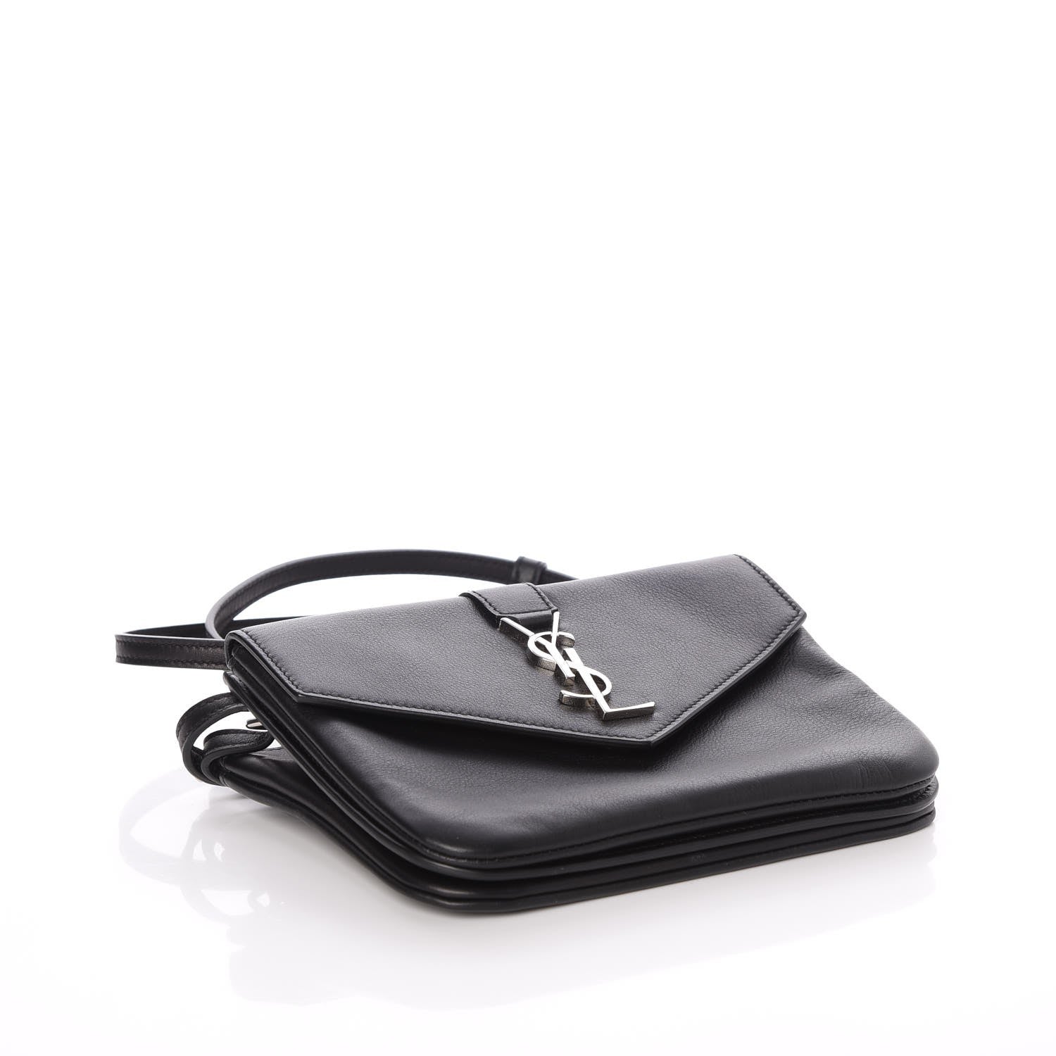 Saint Laurent Calfskin Monogram Tri Pocket Crossbody Bag Black 4 of 10