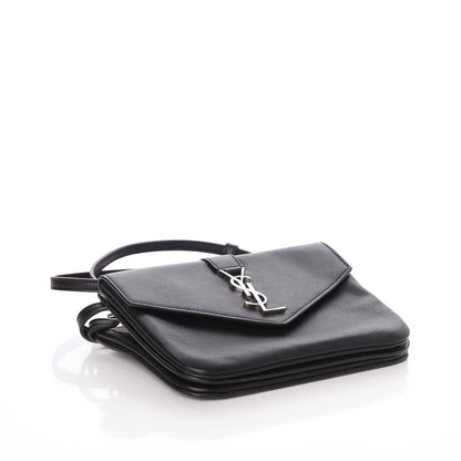 Saint Laurent Calfskin Monogram Tri Pocket Crossbody Bag Black 4 of 10