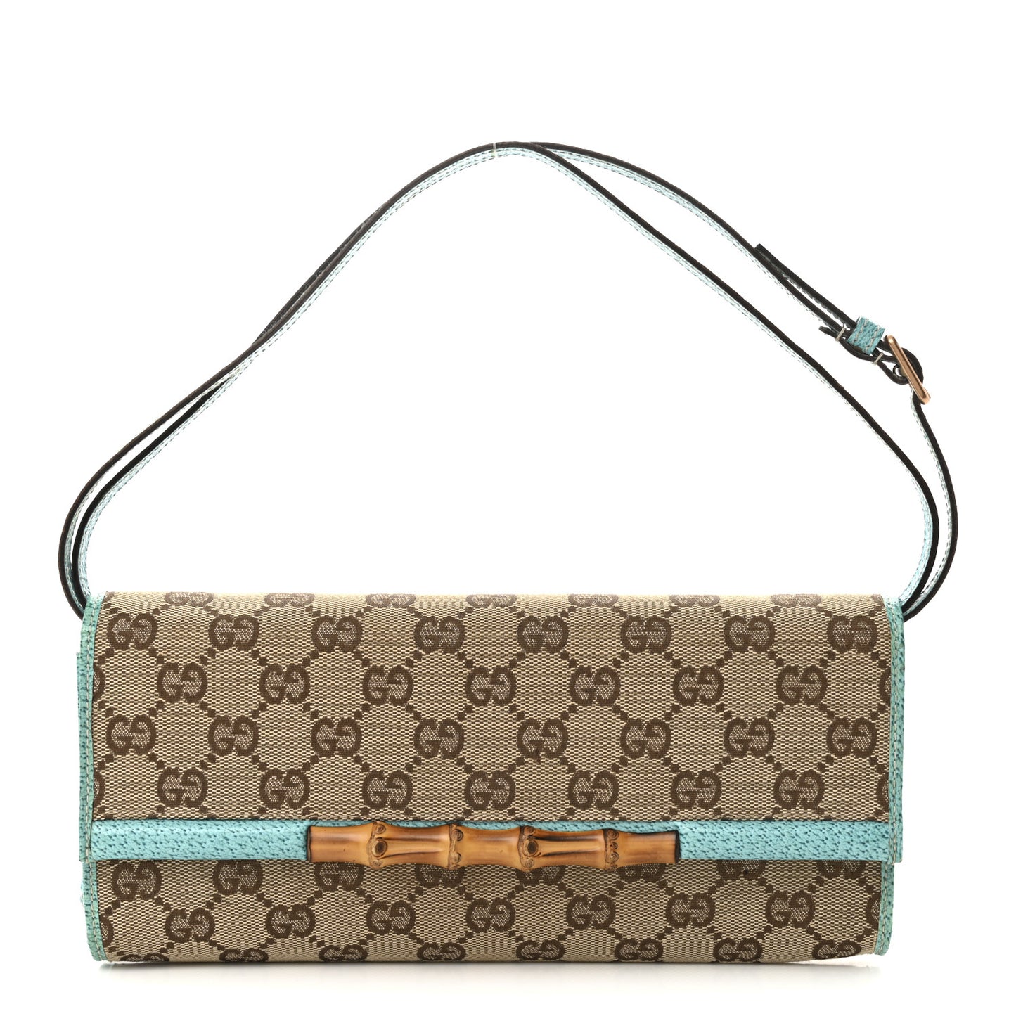 Monogram Bamboo Bar Clutch Turquoise
