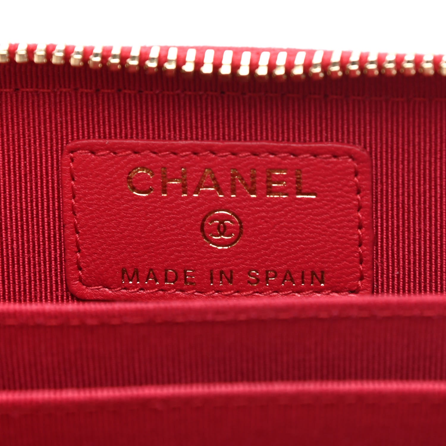 Chanel Lambskin Quilted Zip Around Coin Purse Wallet Red 6 of 8