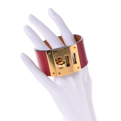 Hermes Tadelakt Kelly Dog Bracelet T3 Rouge Vif 2 of 8