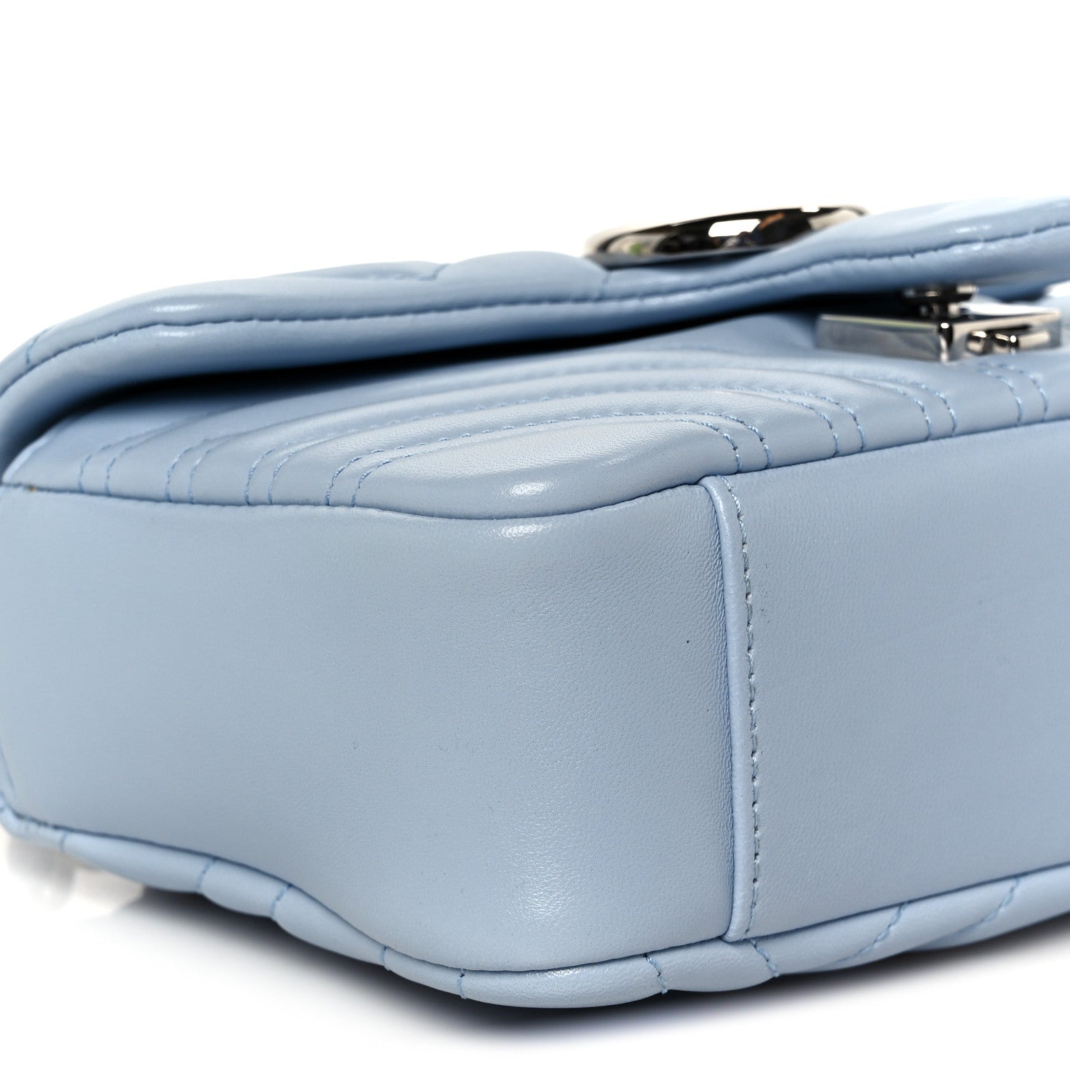 Gucci Lambskin Matelasse Small GG Marmont Shoulder Bag Porcelain Light Blue 10 of 11