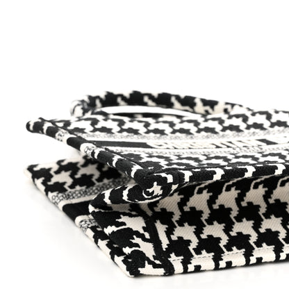 Christian Dior Canvas Houndstooth Embroidered Small Book Tote Black White 9 of 10