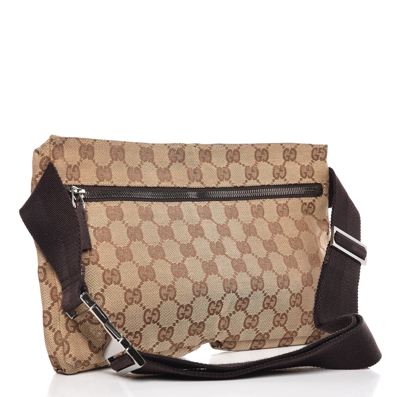 Gucci GG Monogram Double Pocket Belt Bag Dark Brown 3 of 8