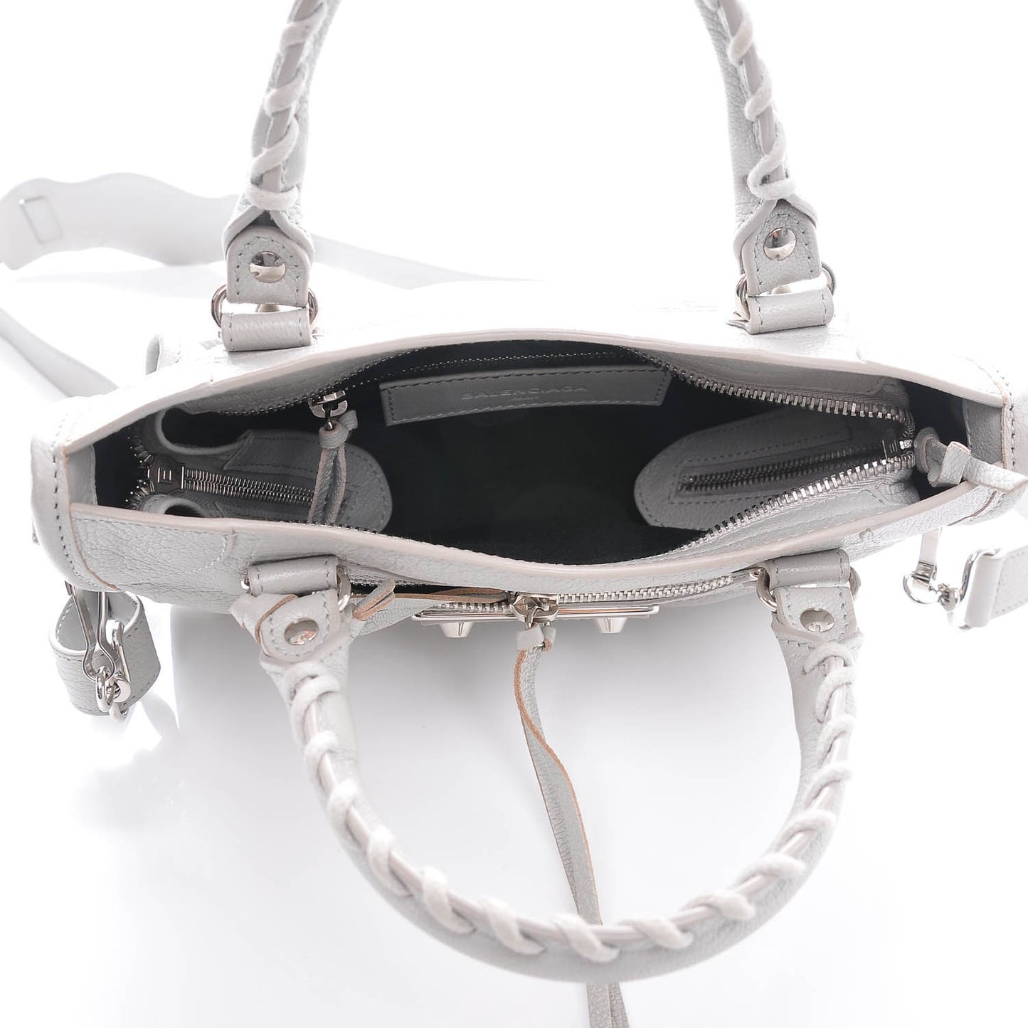 Chevre Silver Metallic Edge Hardware Classic Hardware Mini City Gris Glace