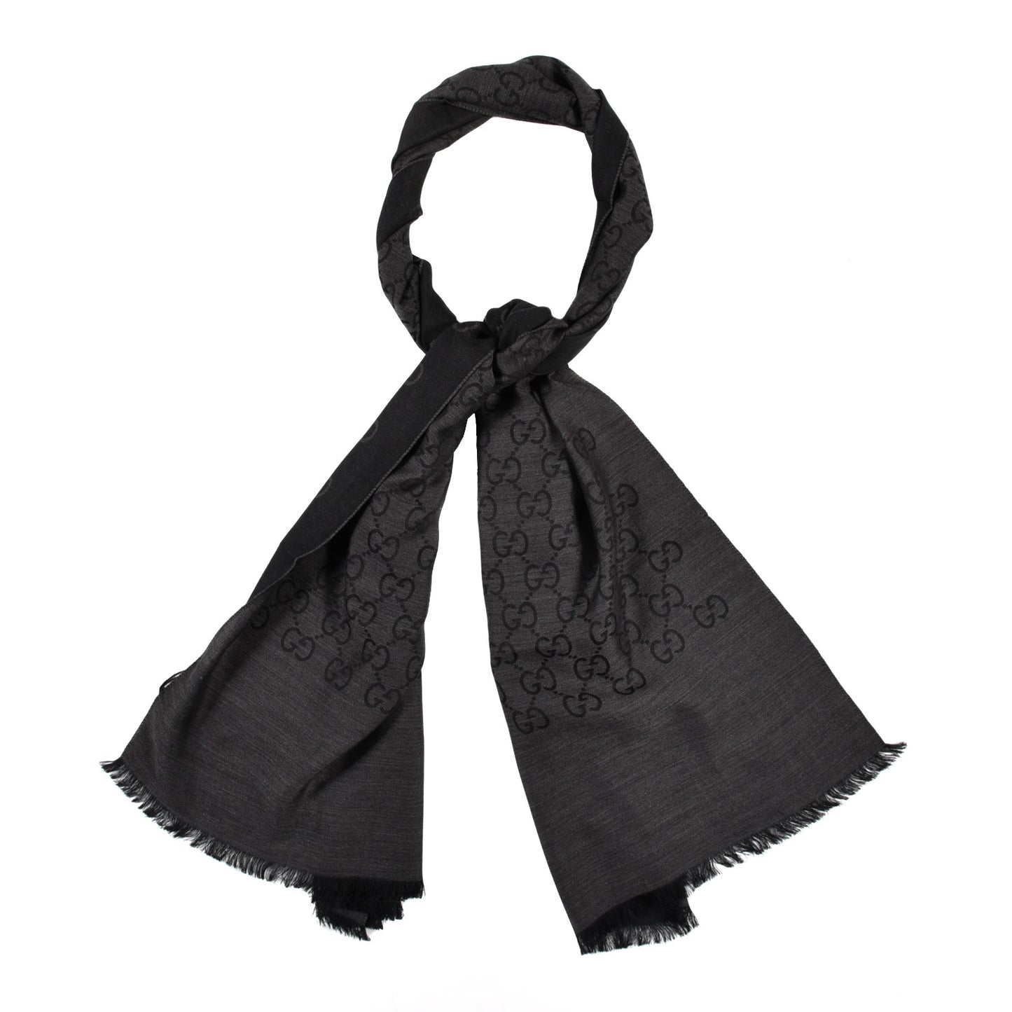 Wool Silk GG Monogram GGNat Plus Scarf Anthracite