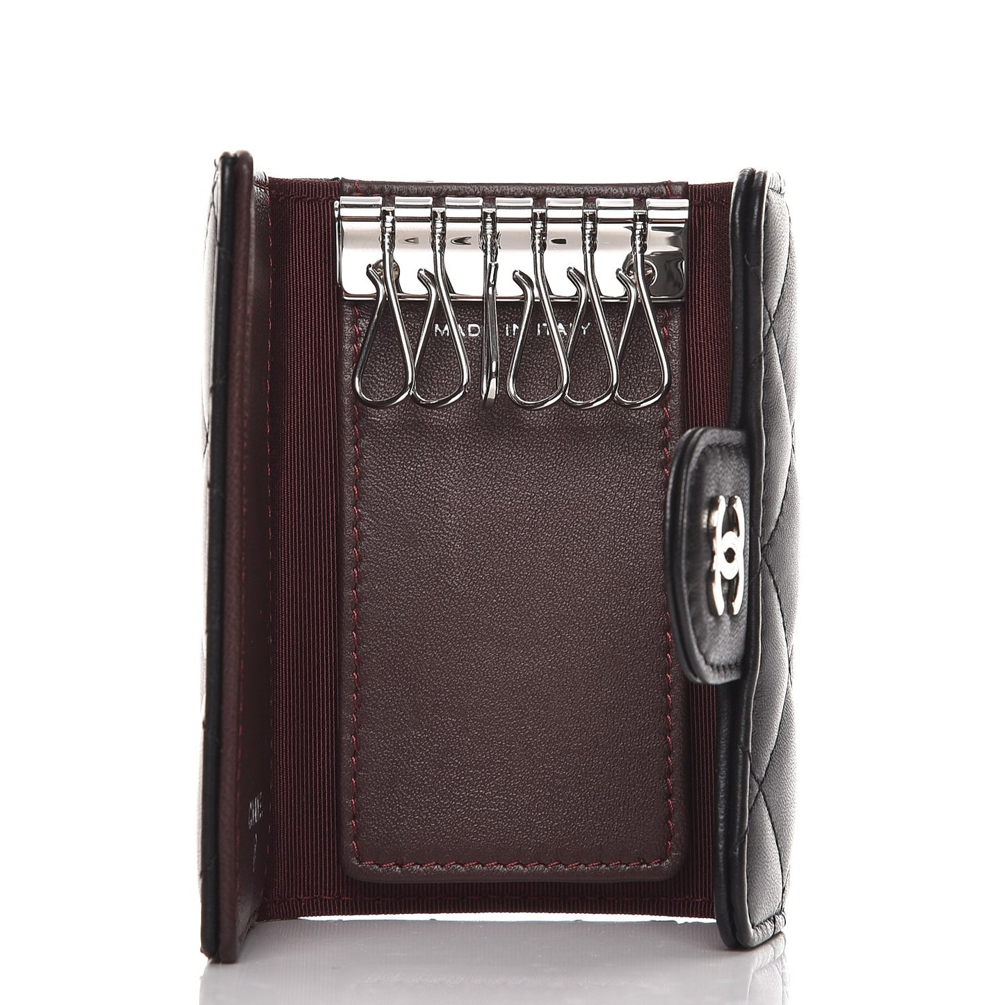 Lambskin Quilted 6 Key Holder Black