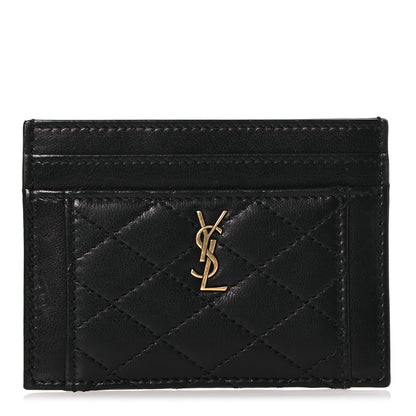 Saint Laurent Lambskin Quilted Gaby Credit Card Case Black 1 of 7