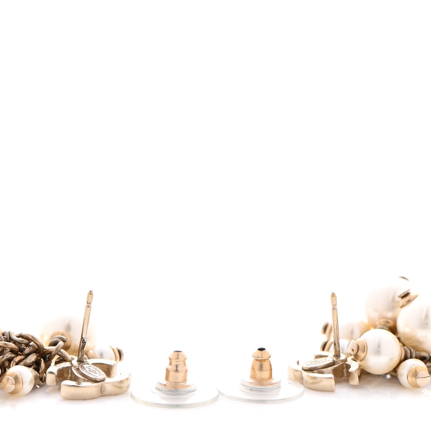 Pearl CC Drop Earrings Gold