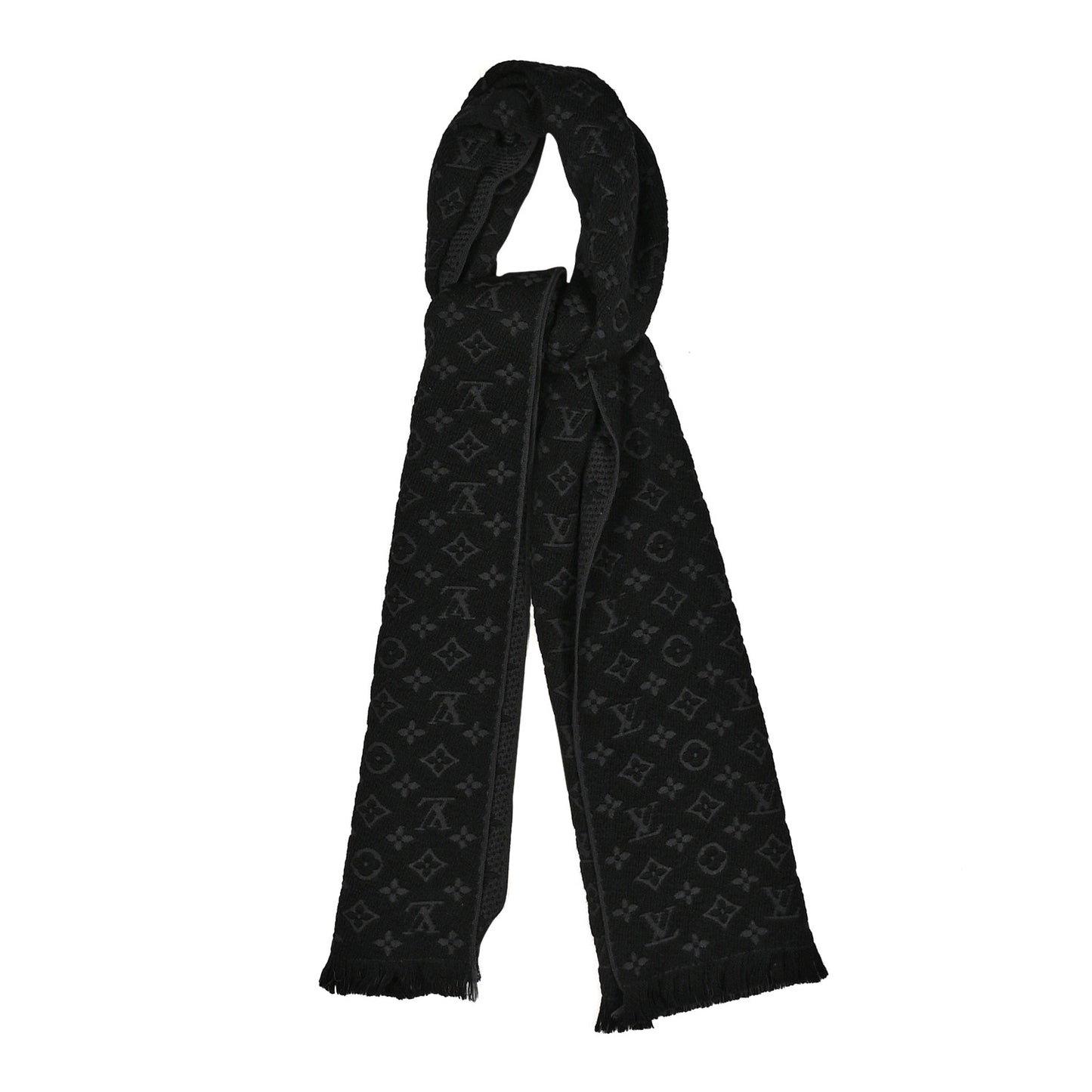 Wool Monogram Classic Scarf Black