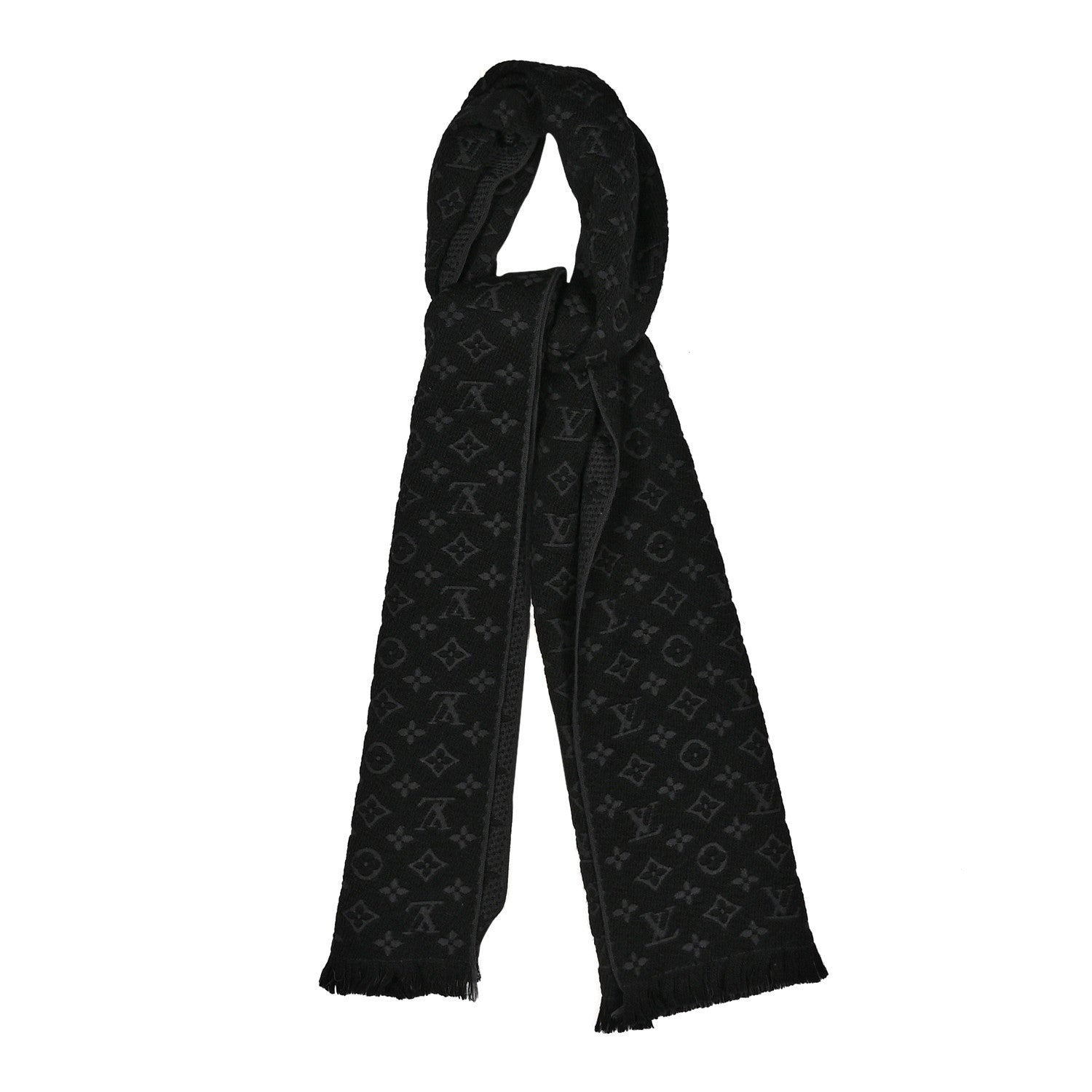 Louis Vuitton Wool Monogram Classic Scarf Black 1 of 3
