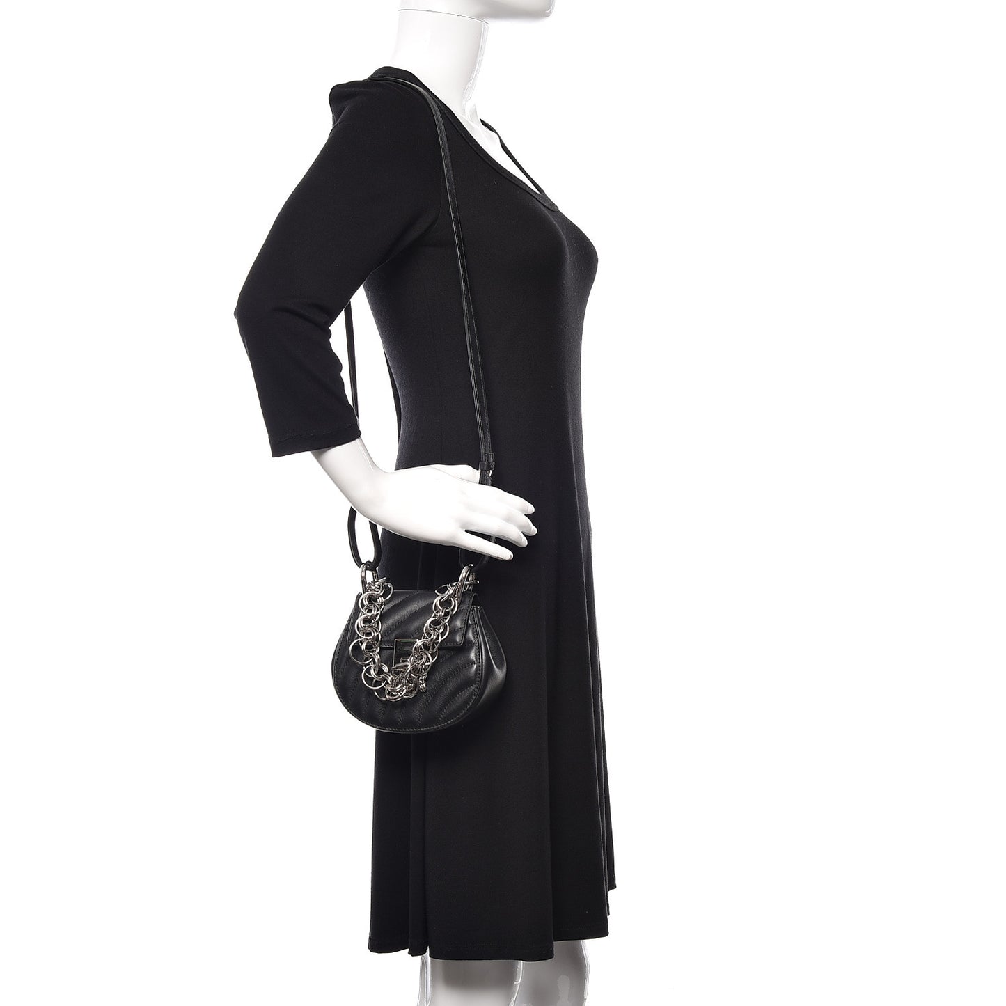 Calfskin Quilted Nano Drew Bijou Shoulder Bag Black