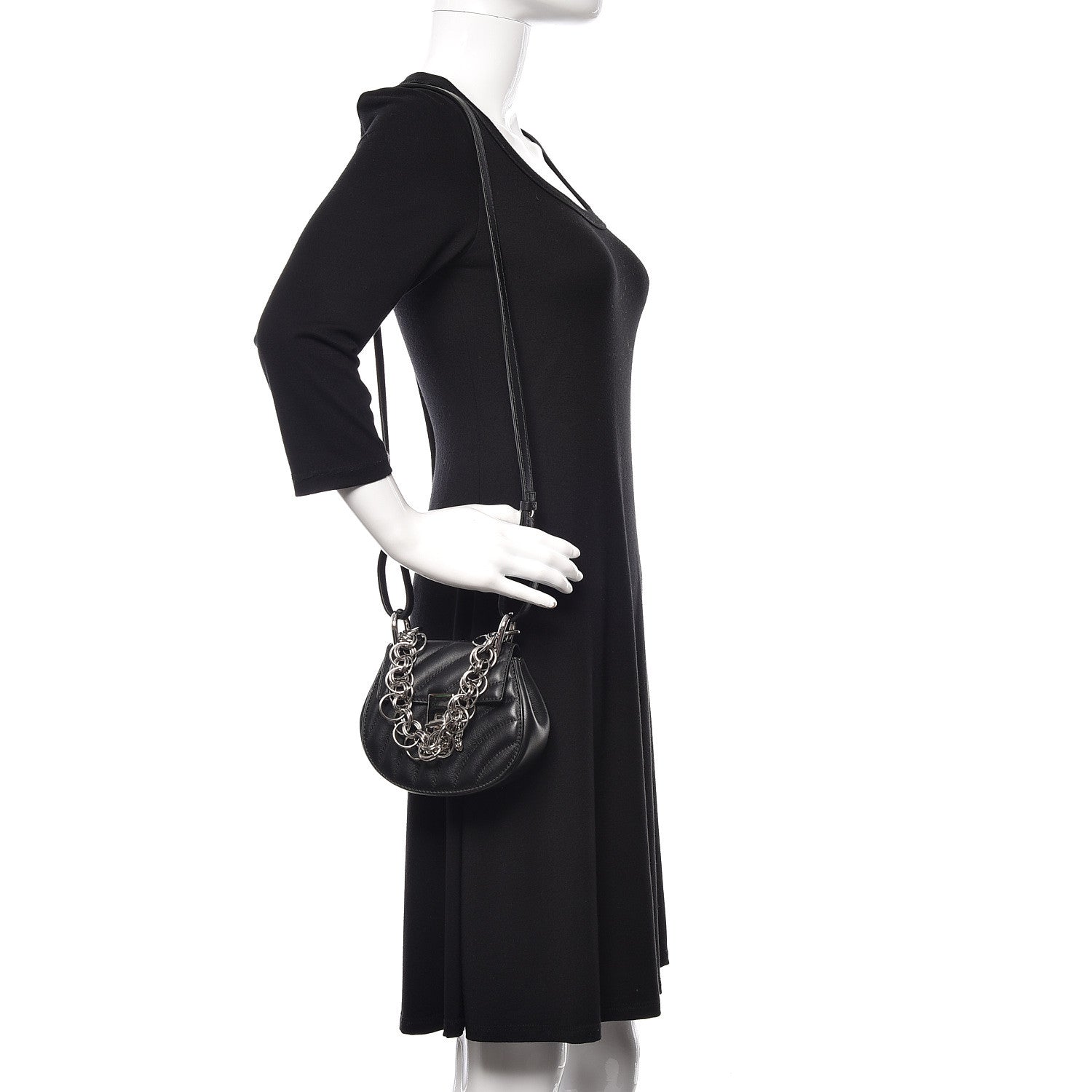 Chloe Calfskin Quilted Nano Drew Bijou Shoulder Bag Black 2 of 9