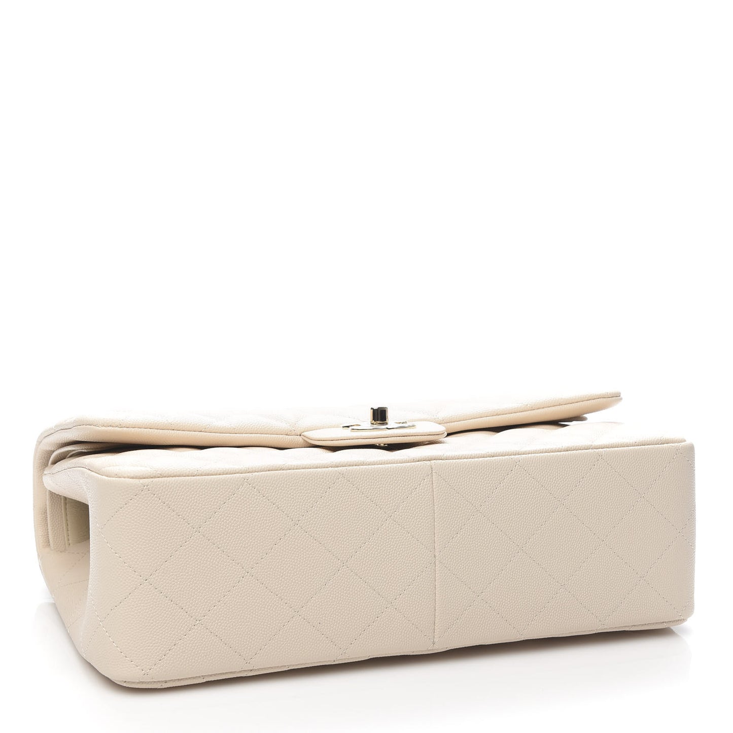Caviar Quilted Jumbo Double Flap Beige Clair