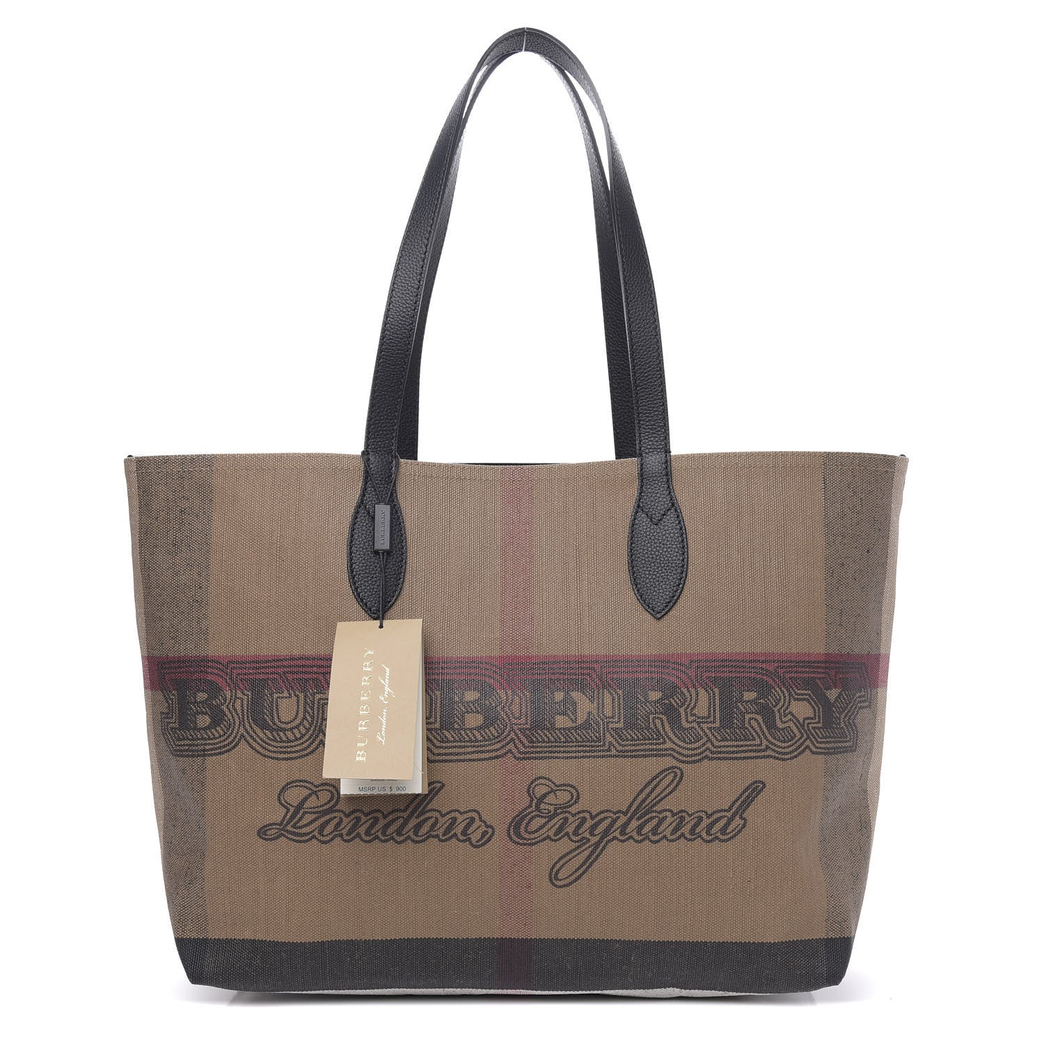 Burberry Coated Canvas Mega Check Medium Doodle Tote Black 1 of 9