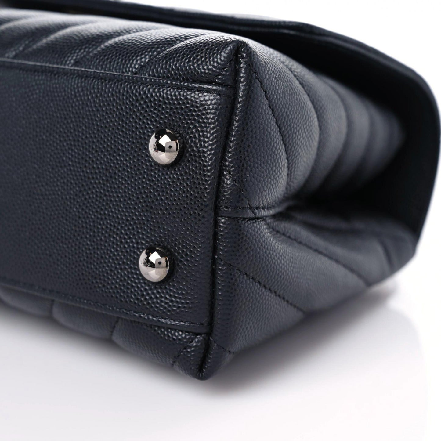 Caviar Chevron Quilted Mini Coco Handle Flap Black