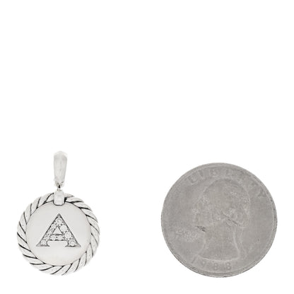David Yurman Sterling Silver Diamond Initial A Charm 2 of 3