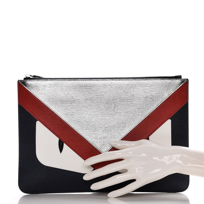 Fendi Metallic Vitello Elite Monster Eyes Pouch Navy Multicolor 2 of 8