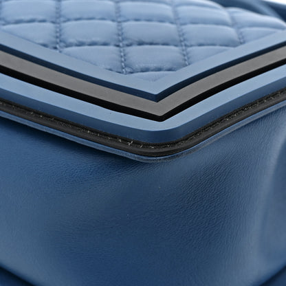 Chanel Lambskin Rubber Quilted Medium Two Tone Boy Flap Blue Black 14 of 15