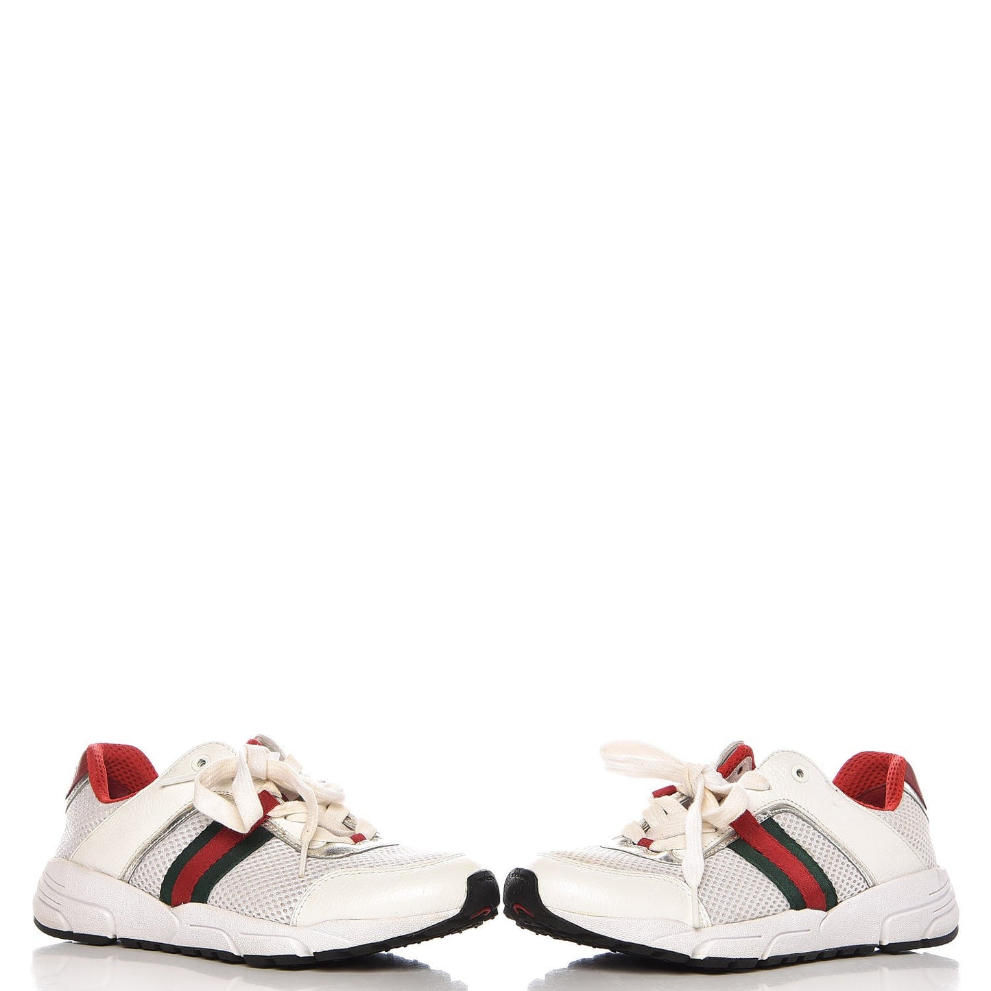 Calfskin Air Mesh Web Sneakers 36 White