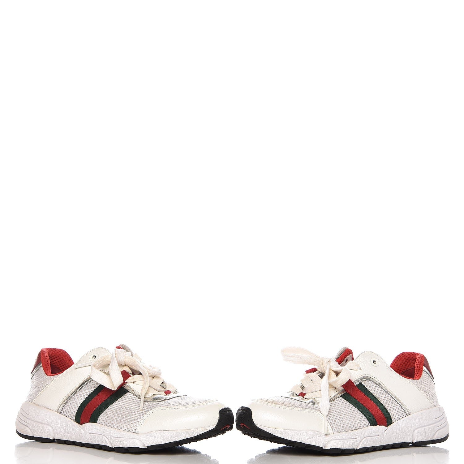 Gucci Calfskin Air Mesh Web Sneakers 36 White 5 of 16