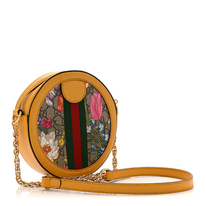 Gucci GG Supreme Monogram Flora Web Mini Ophidia Round Shoulder Bag Beige Multicolor Crop 3 of 12