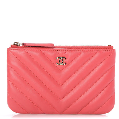 Chanel Lambskin Chevron Quilted Small Cosmetic Case Dark Pink 1 of 8